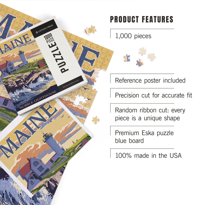 York, Maine, Nubble Lighthouse, Jigsaw Puzzle Puzzle Lantern Press