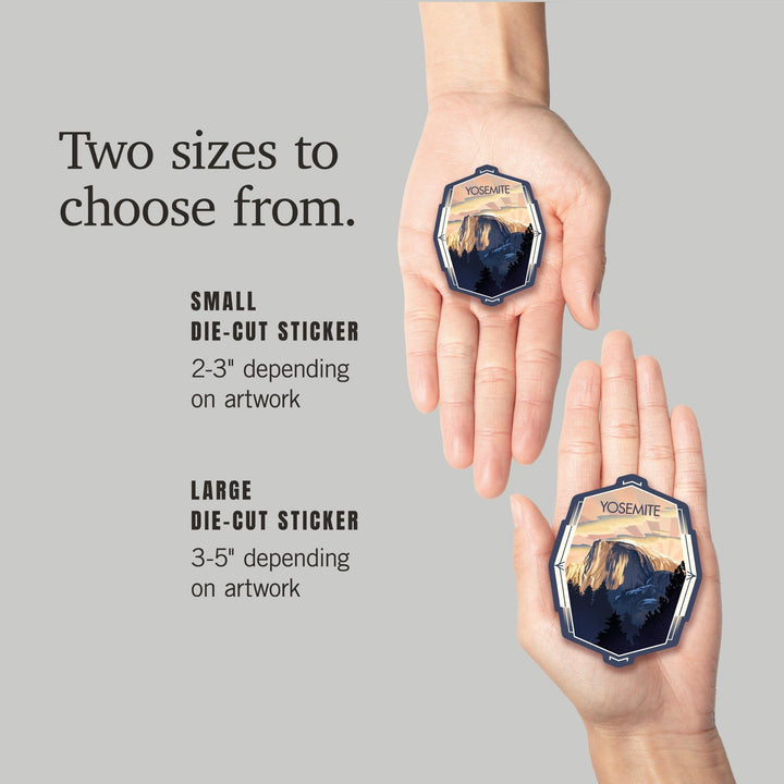 Yosemite, California, Half Dome, Lithograph, Contour, Vinyl Sticker Sticker Lantern Press