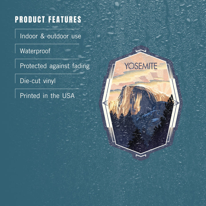 Yosemite, California, Half Dome, Lithograph, Contour, Vinyl Sticker Sticker Lantern Press