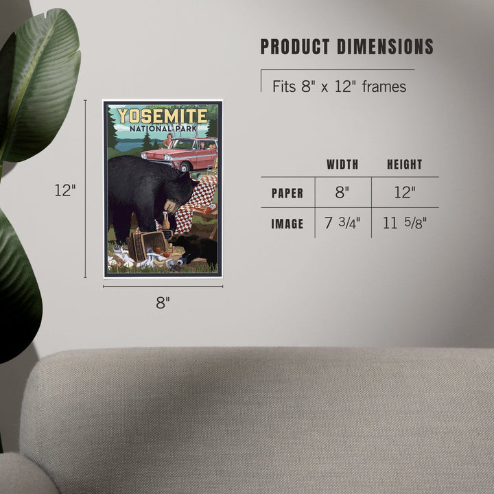 Yosemite National Park, California, Bear and Picnic Scene, Art & Giclee Prints Art Lantern Press