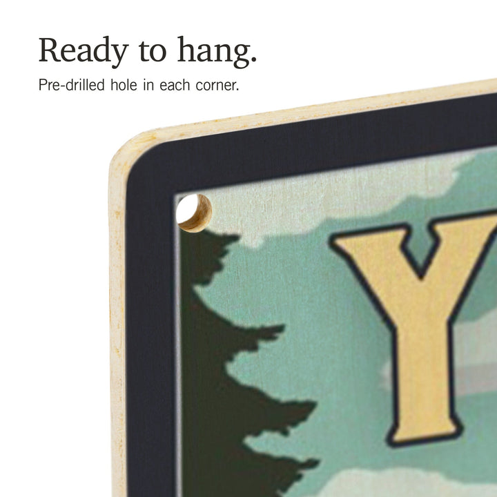 Yosemite National Park, California, Bear and Picnic Scene, Wood Signs and Postcards Wood Lantern Press