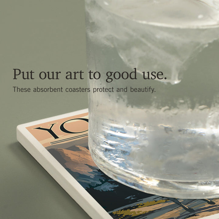 Yosemite National Park, California, Big Horn Sheep, Coasters Coasters Lantern Press