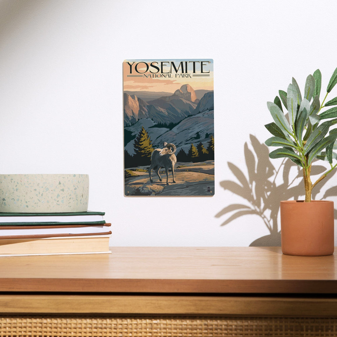 Yosemite National Park, California, Big Horn Sheep, Lantern Press Artwork, Wood Signs and Postcards Wood Lantern Press