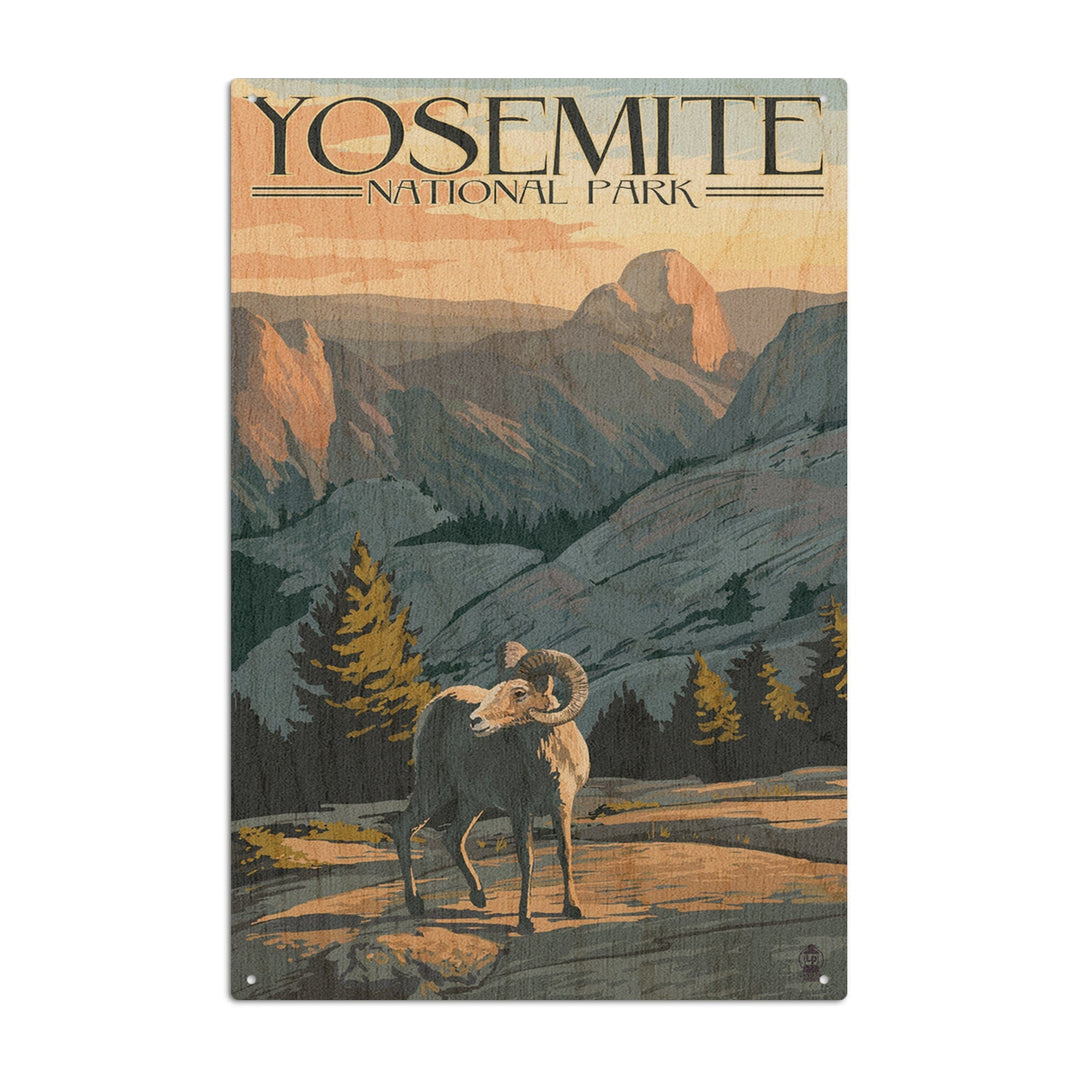 Yosemite National Park, California, Big Horn Sheep, Lantern Press Artwork, Wood Signs and Postcards Wood Lantern Press 6x9 Wood Sign