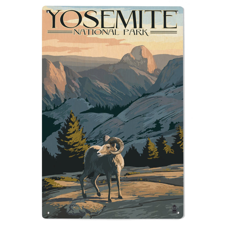 Yosemite National Park, California, Big Horn Sheep, Lantern Press Artwork, Wood Signs and Postcards Wood Lantern Press