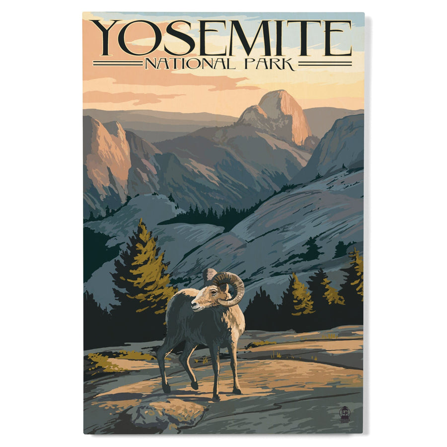Yosemite National Park, California, Big Horn Sheep, Lantern Press Artwork, Wood Signs and Postcards Wood Lantern Press