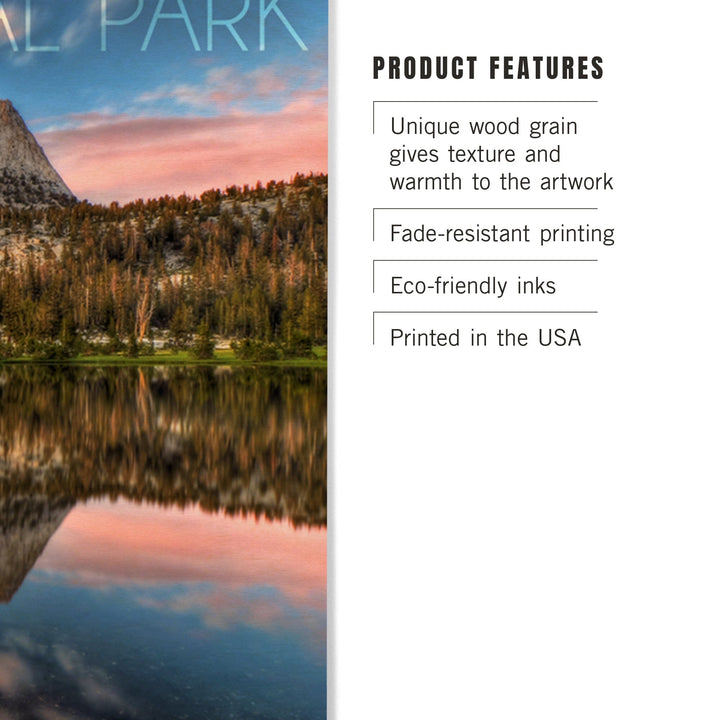 Yosemite National Park, California, Cathedral Lake, Lantern Press Photography, Wood Signs and Postcards Wood Lantern Press