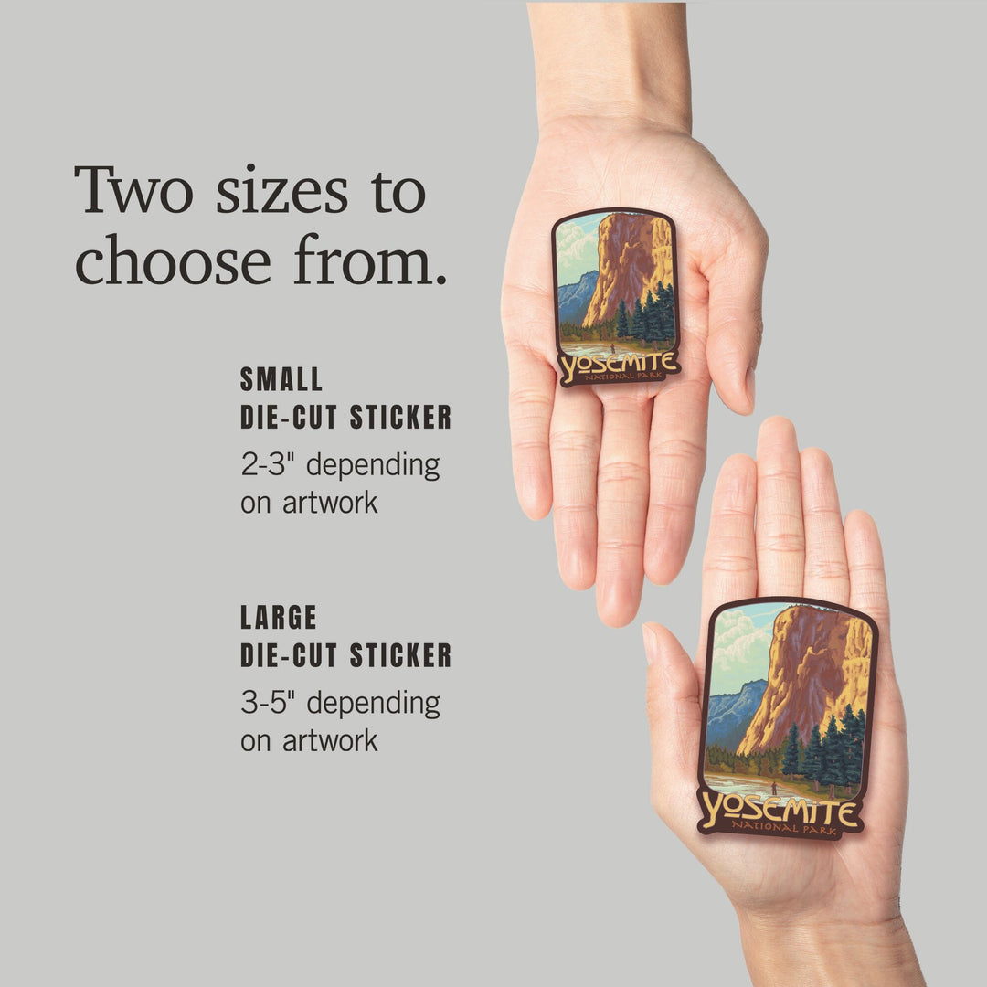 Yosemite National Park, California, El Capitan, Contour, Vinyl Sticker Sticker Lantern Press