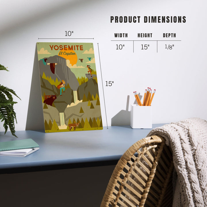 Yosemite National Park, California, El Capitan, Geometric National Park Series, Lantern Press Artwork, Wood Signs and Postcards Wood Lantern Press