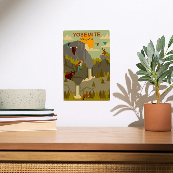 Yosemite National Park, California, El Capitan, Geometric National Park Series, Lantern Press Artwork, Wood Signs and Postcards Wood Lantern Press