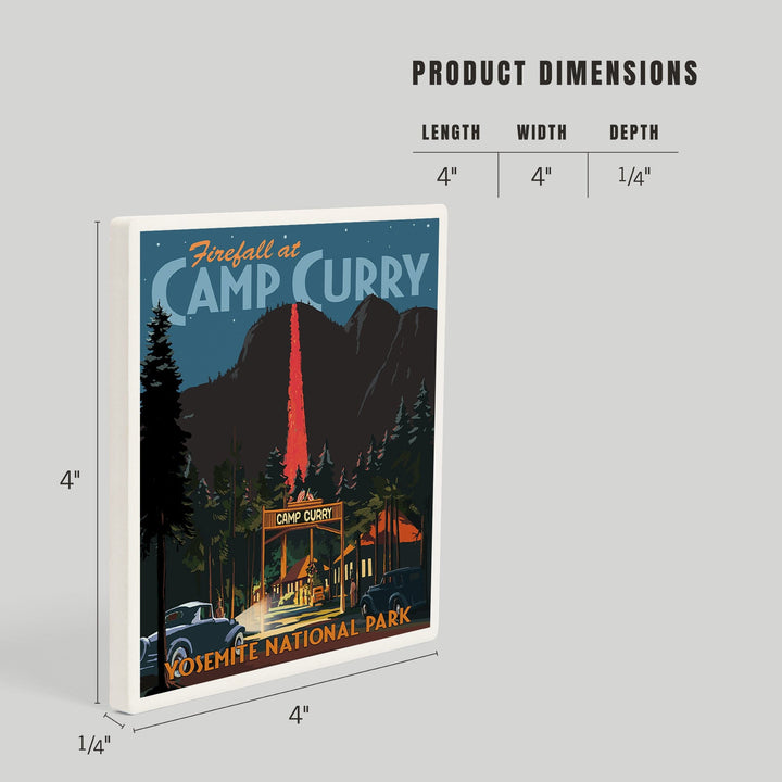 Yosemite National Park, California, Firefall and Camp Curry, Coasters Coasters Lantern Press