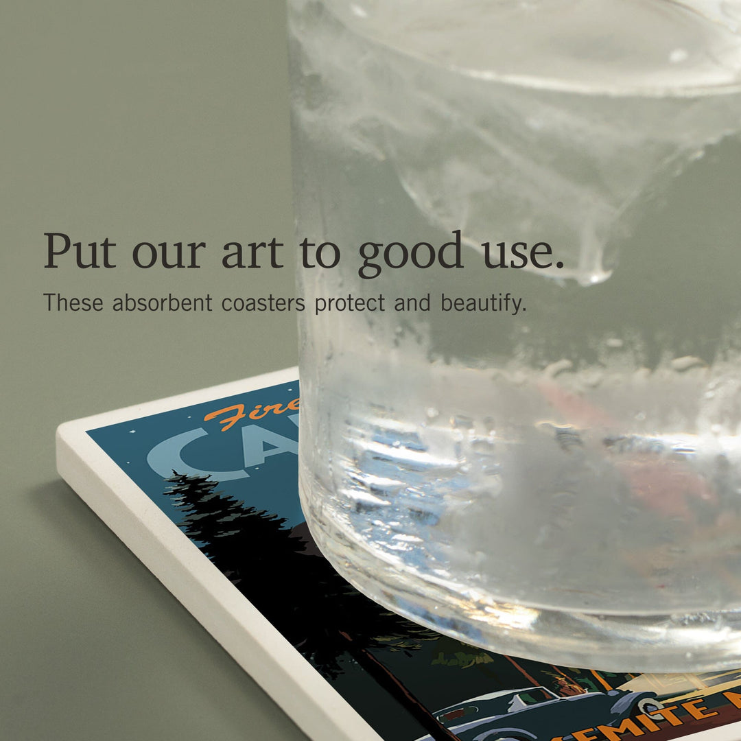 Yosemite National Park, California, Firefall and Camp Curry, Coasters Coasters Lantern Press