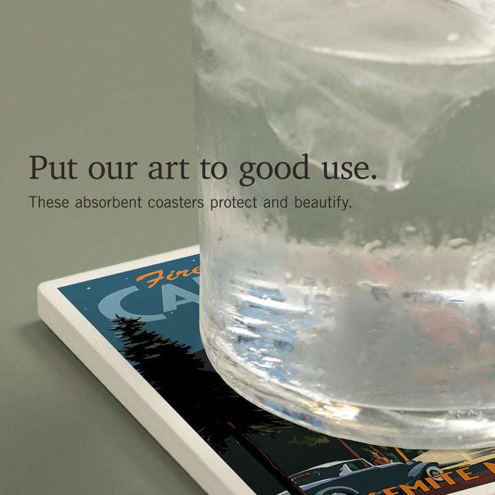 Yosemite National Park, California, Firefall and Camp Curry, Coasters Coasters Lantern Press