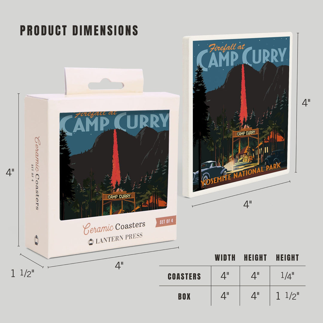 Yosemite National Park, California, Firefall and Camp Curry, Coasters Coasters Lantern Press