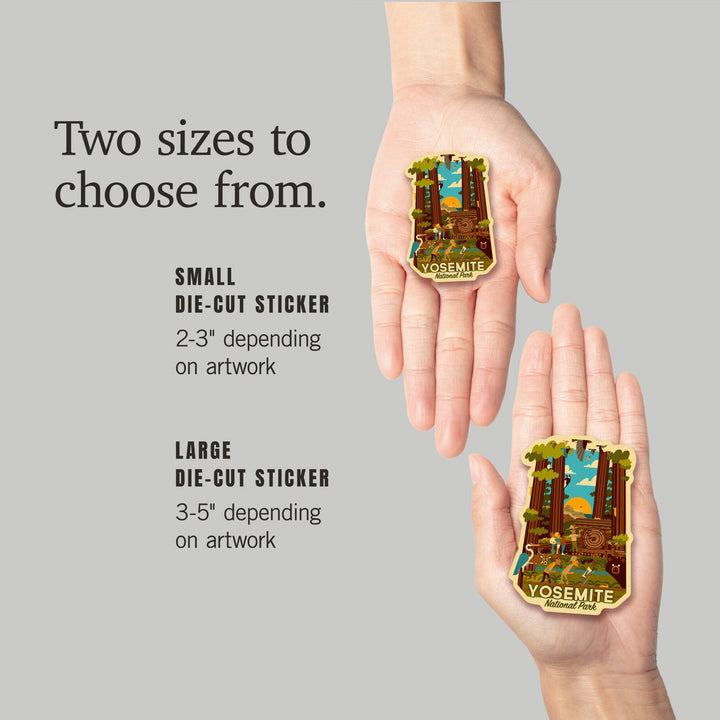 Yosemite National Park, California, Forest, Geometric, Contour, Vinyl Sticker Sticker Lantern Press