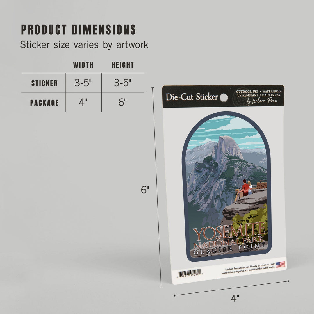 Yosemite National Park, California, Glacier Point and Half Dome, Contour, Vinyl Sticker Sticker Lantern Press