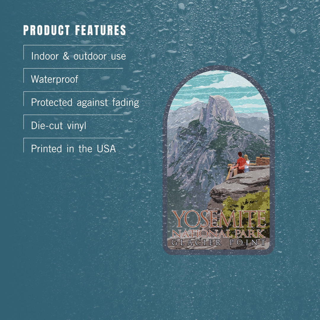 Yosemite National Park, California, Glacier Point and Half Dome, Contour, Vinyl Sticker Sticker Lantern Press