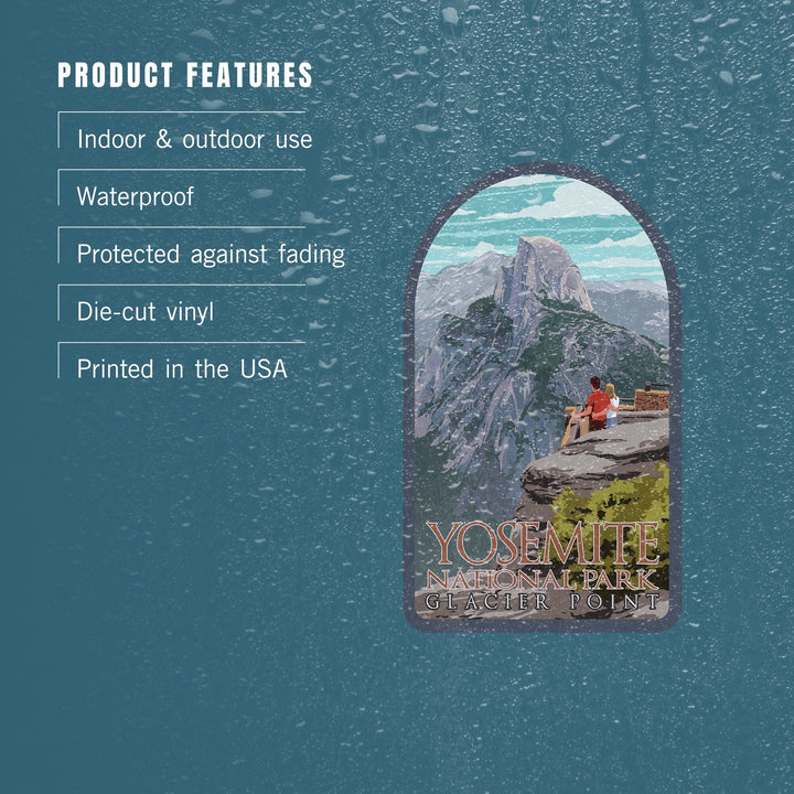 Yosemite National Park, California, Glacier Point and Half Dome, Contour, Vinyl Sticker Sticker Lantern Press