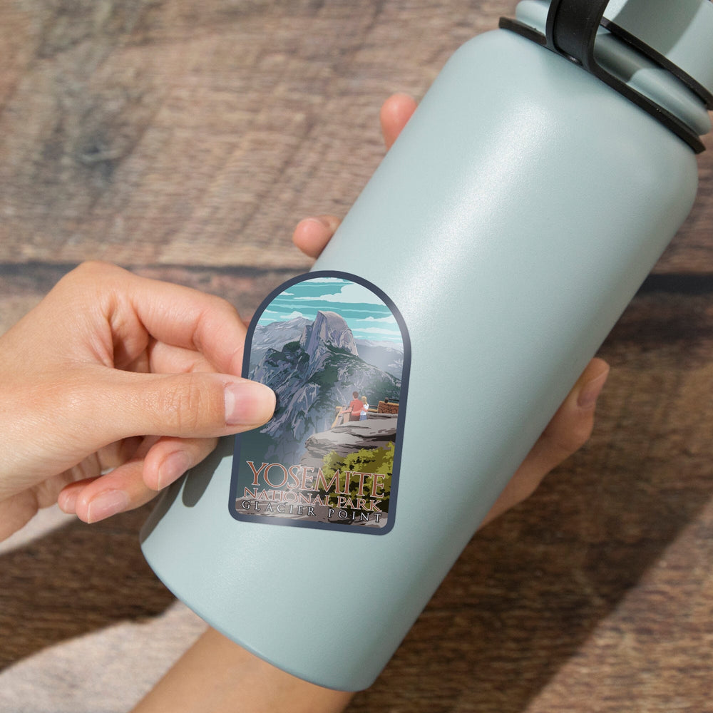 Yosemite National Park, California, Glacier Point and Half Dome, Contour, Vinyl Sticker Sticker Lantern Press