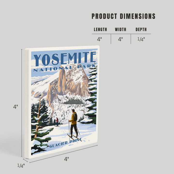 Yosemite National Park, California, Glacier Point and Half Dome, Ski Scene, Coasters Coasters Lantern Press