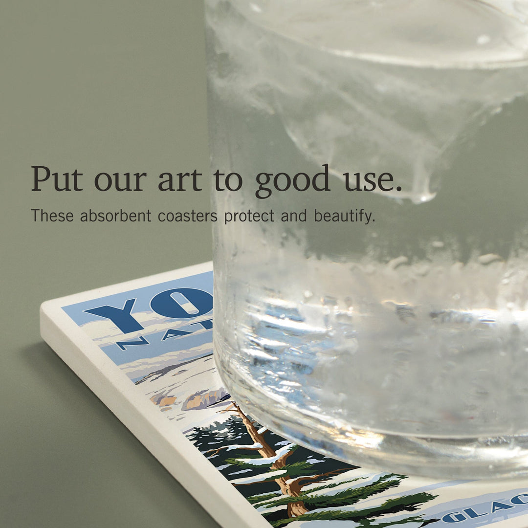 Yosemite National Park, California, Glacier Point and Half Dome, Ski Scene, Coasters Coasters Lantern Press