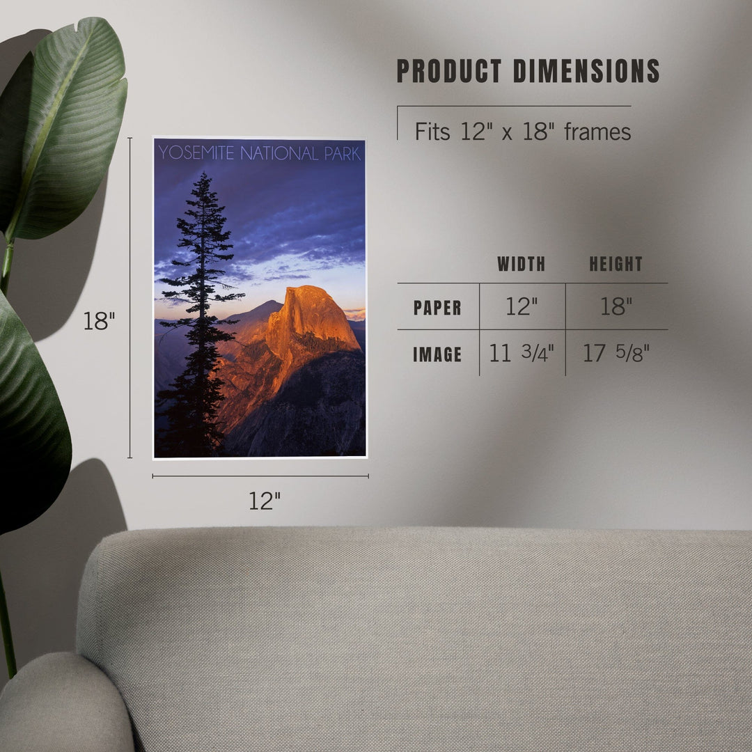 Yosemite National Park, California, Half Dome and Pine Tree, Art & Giclee Prints Art Lantern Press