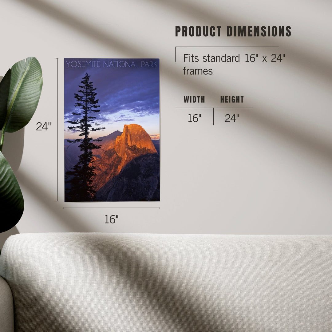 Yosemite National Park, California, Half Dome and Pine Tree, Art & Giclee Prints Art Lantern Press