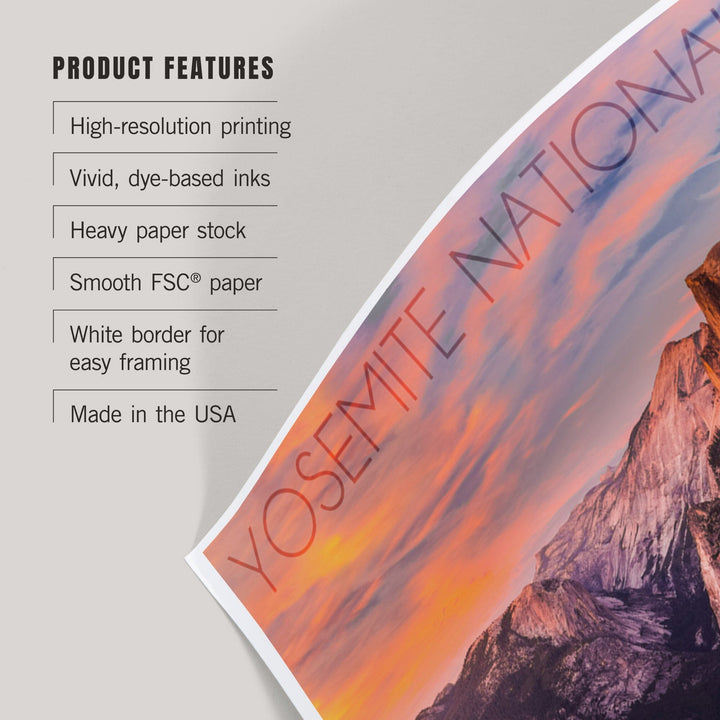 Yosemite National Park, California, Half Dome and Sunset, Art & Giclee Prints Art Lantern Press