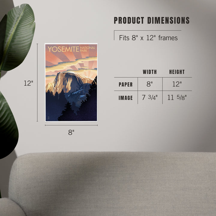 Yosemite National Park, California, Half Dome, Lithograph, Art & Giclee Prints Art Lantern Press