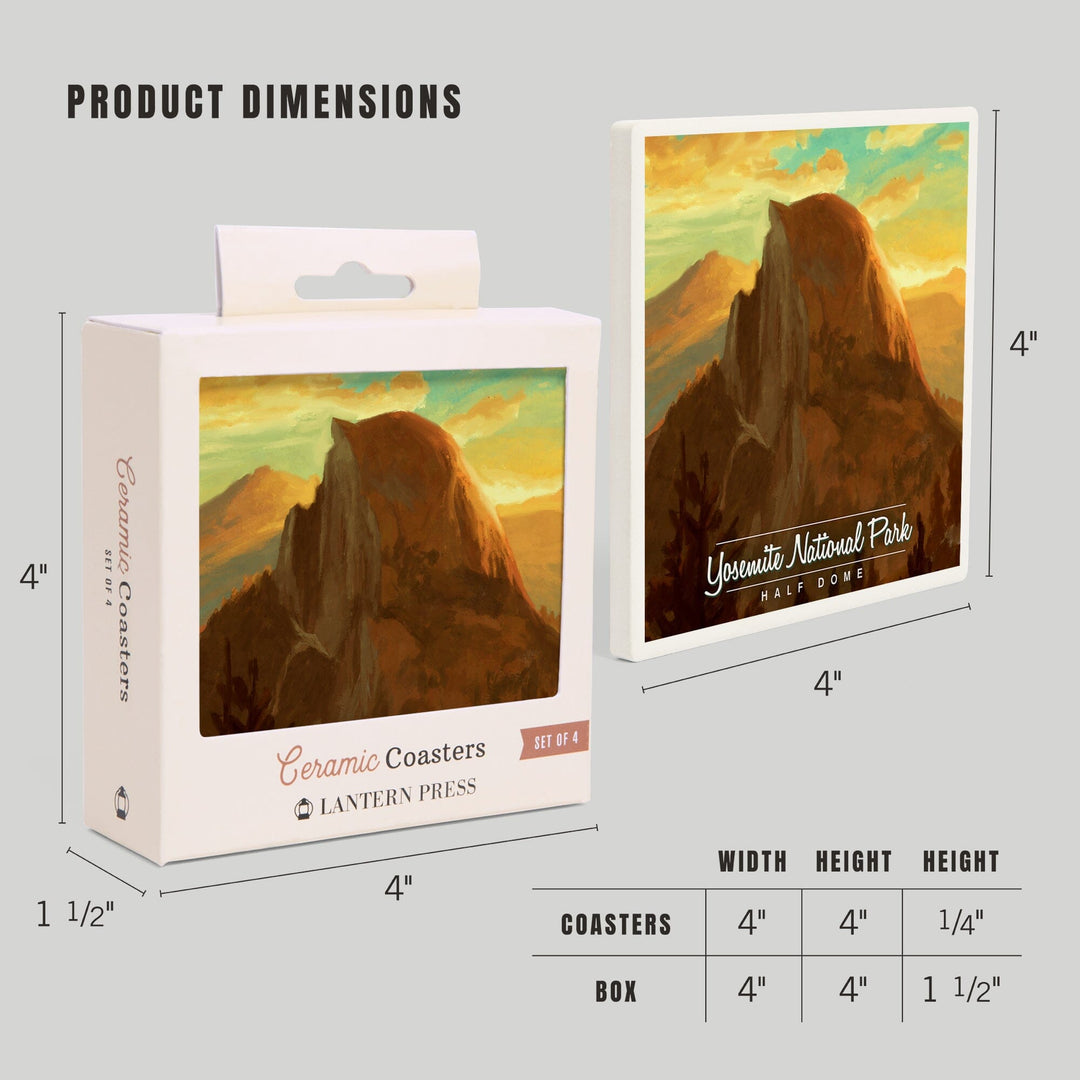 Yosemite National Park, California, Half Dome, Oil Painting, Coasters Coasters Lantern Press