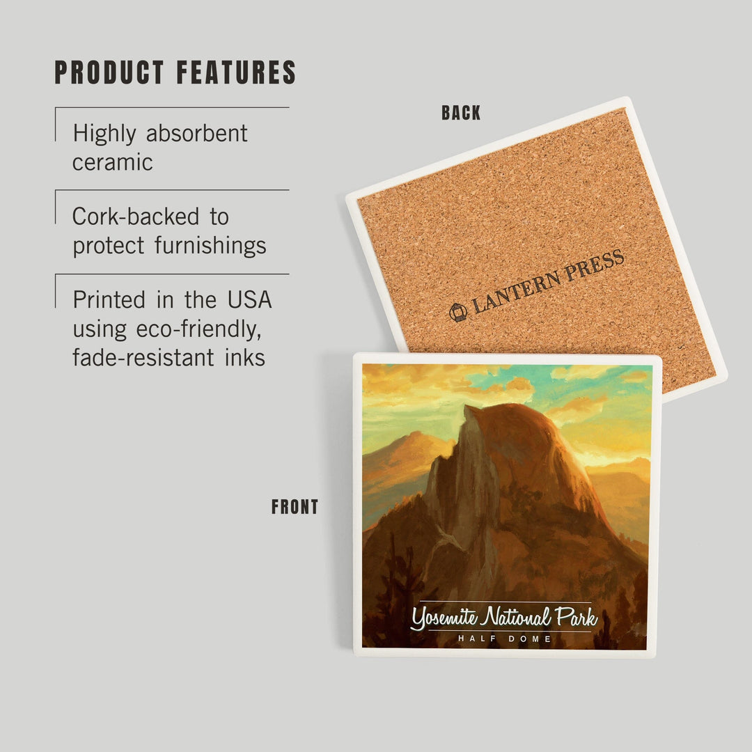 Yosemite National Park, California, Half Dome, Oil Painting, Coasters Coasters Lantern Press