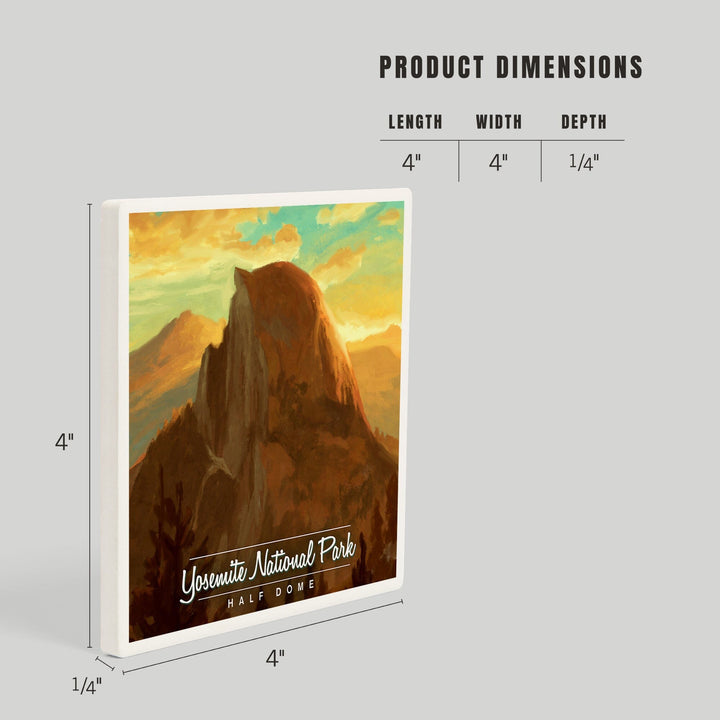 Yosemite National Park, California, Half Dome, Oil Painting, Coasters Coasters Lantern Press