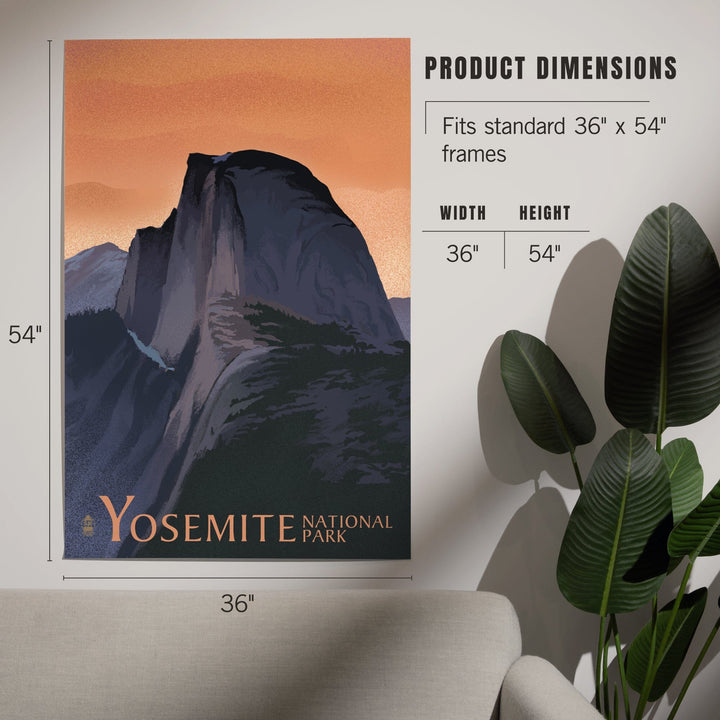 Yosemite National Park, California, Half Dome, Orange Sky, Lithograph, Art & Giclee Prints Art Lantern Press
