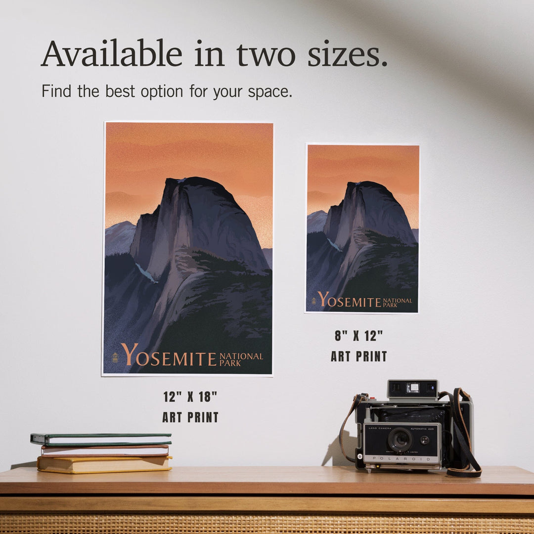 Yosemite National Park, California, Half Dome, Orange Sky, Lithograph, Art & Giclee Prints Art Lantern Press