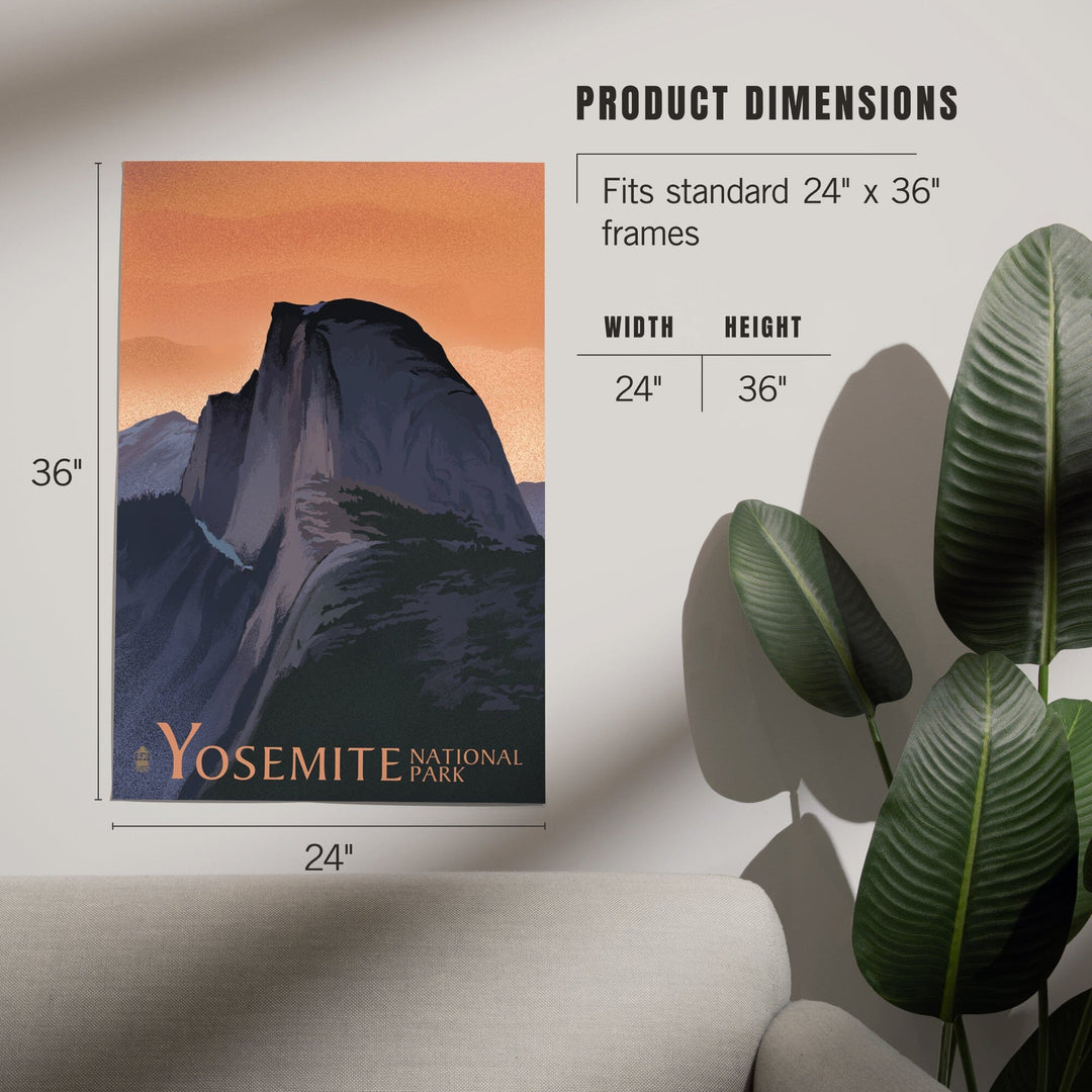 Yosemite National Park, California, Half Dome, Orange Sky, Lithograph, Art & Giclee Prints Art Lantern Press