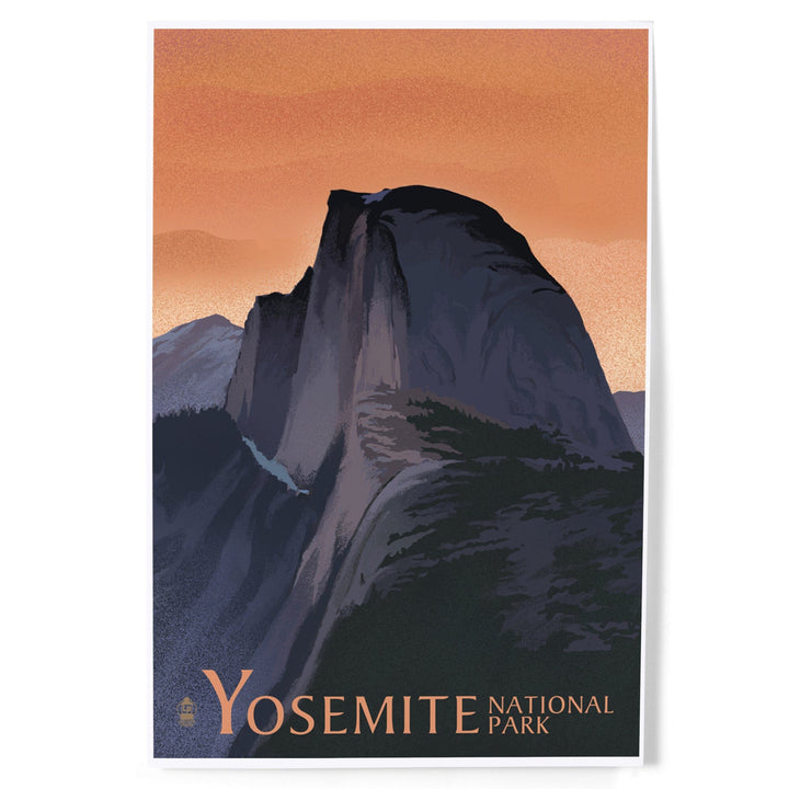 Yosemite National Park, California, Half Dome, Orange Sky, Lithograph, Art & Giclee Prints Art Lantern Press 8 x 12 Art Print