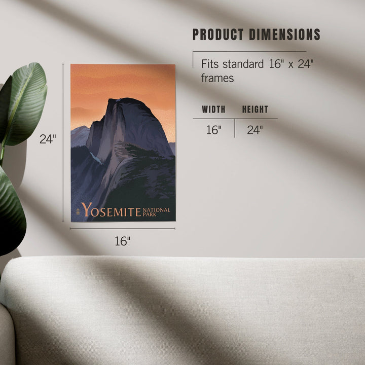 Yosemite National Park, California, Half Dome, Orange Sky, Lithograph, Art & Giclee Prints Art Lantern Press