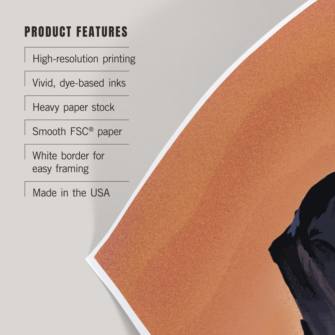 Yosemite National Park, California, Half Dome, Orange Sky, Lithograph, Art & Giclee Prints Art Lantern Press