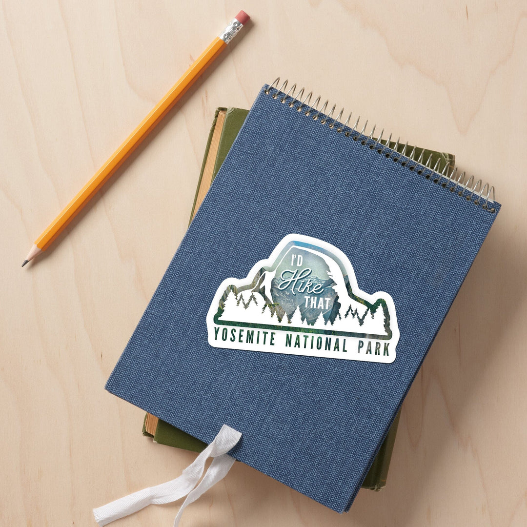 Yosemite National Park, California, I'd Hike That, Contour, Vinyl Sticker Sticker Lantern Press