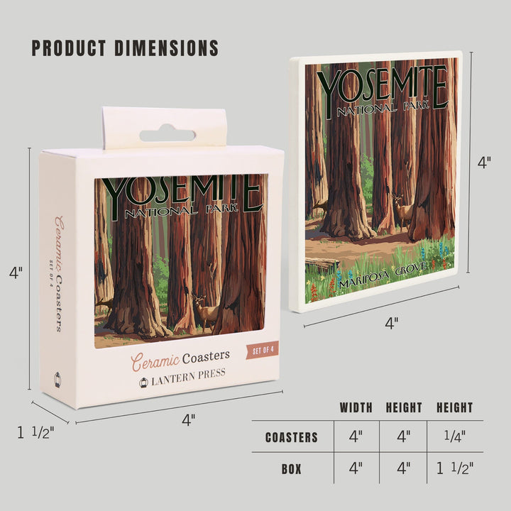 Yosemite National Park, California, Mariposa Grove, Coasters Coasters Lantern Press