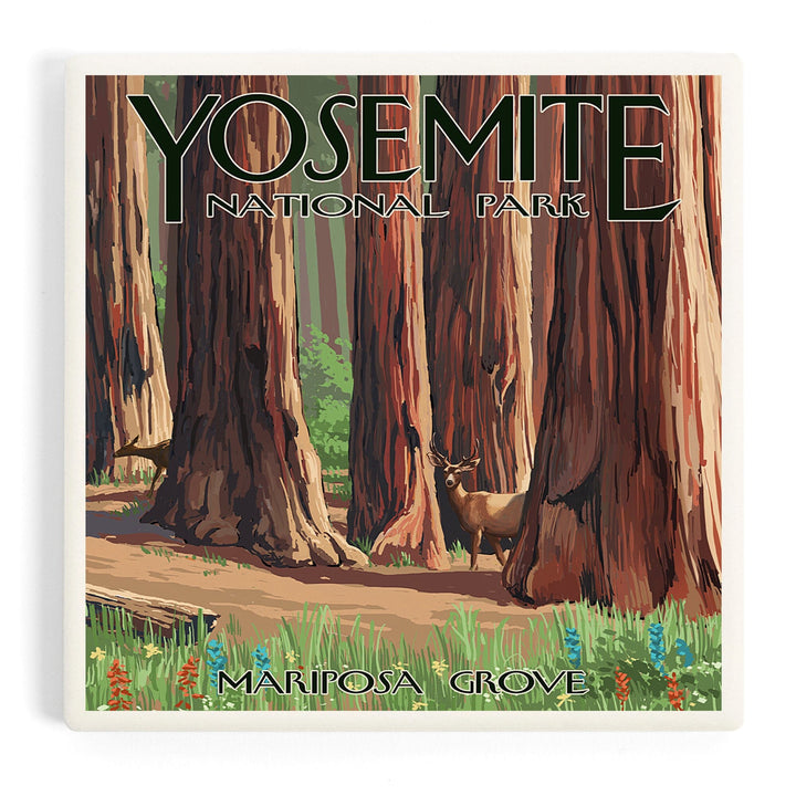 Yosemite National Park, California, Mariposa Grove, Coasters Coasters Lantern Press
