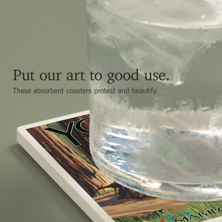 Yosemite National Park, California, Mariposa Grove, Coasters Coasters Lantern Press