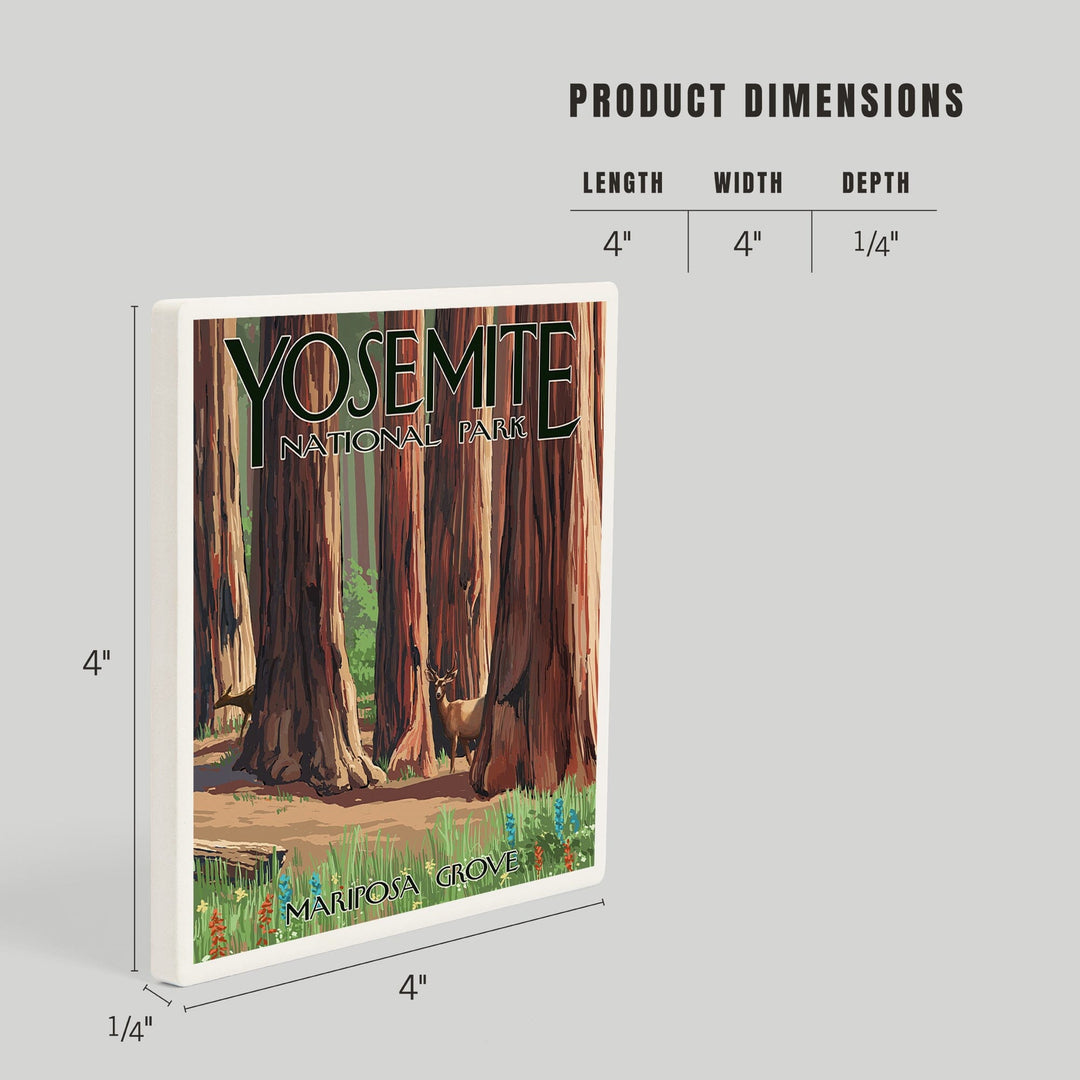 Yosemite National Park, California, Mariposa Grove, Coasters Coasters Lantern Press