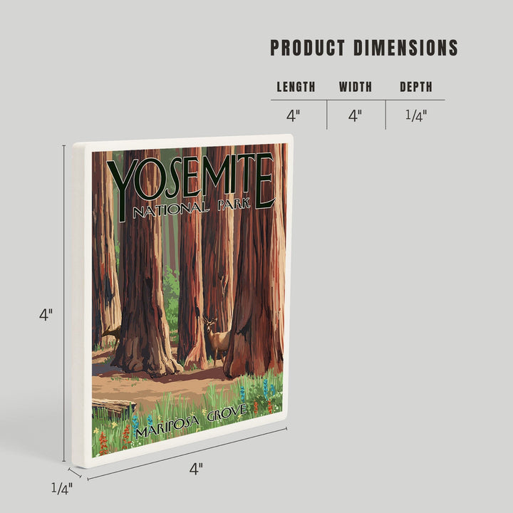 Yosemite National Park, California, Mariposa Grove, Coasters Coasters Lantern Press