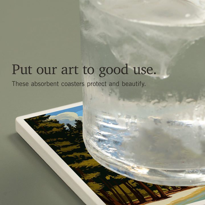 Yosemite National Park, California, Merced River Rafting, Coasters Coasters Lantern Press