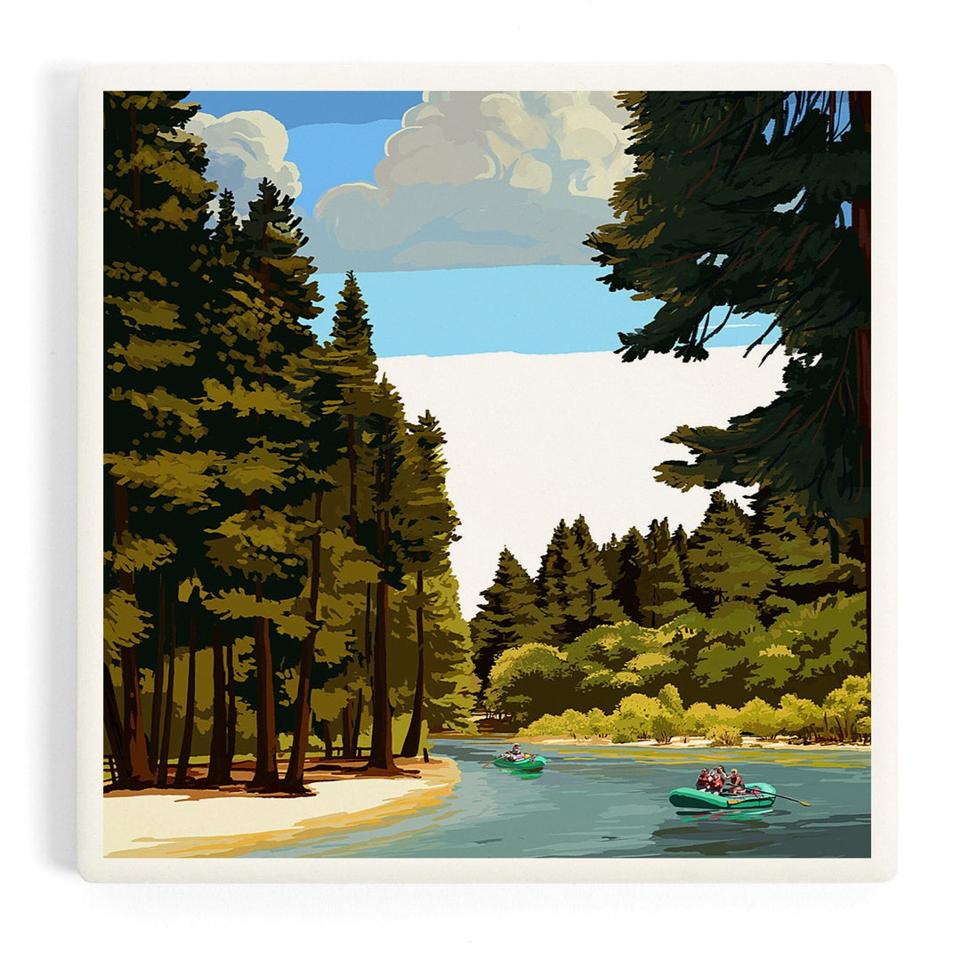 Yosemite National Park, California, Merced River Rafting, Coasters Coasters Lantern Press