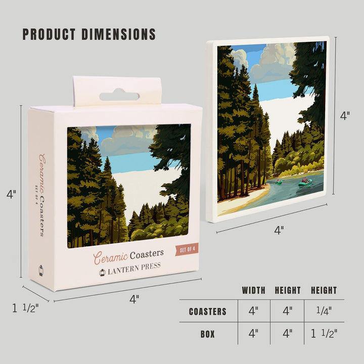 Yosemite National Park, California, Merced River Rafting, Coasters Coasters Lantern Press