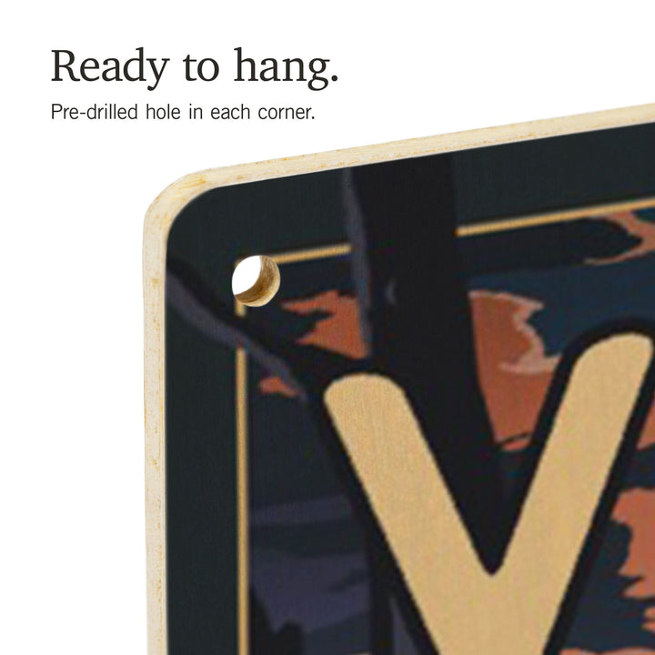 Yosemite National Park, California, Retro Camper and Mountains, Wood Signs and Postcards Wood Lantern Press