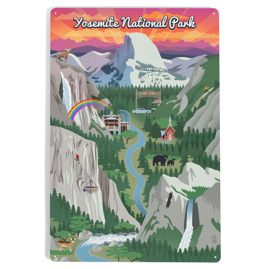 Yosemite National Park, California, Retro Views, Metal Signs Metal Lantern Press