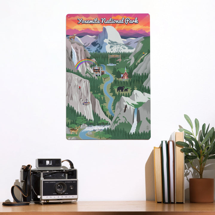 Yosemite National Park, California, Retro Views, Metal Signs Metal Lantern Press